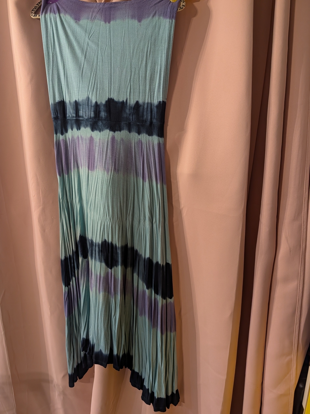 Cynthia Rowley Seafoam and Navy Tie-Dye Maxi Dress with Lavender Accents